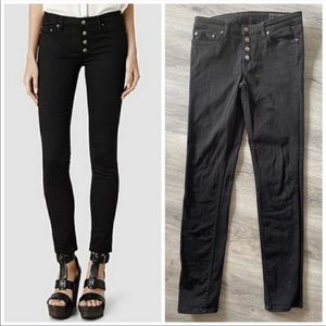 All Saints Mast Button Fly Skinny Jeans 23-24 New w/o Tags